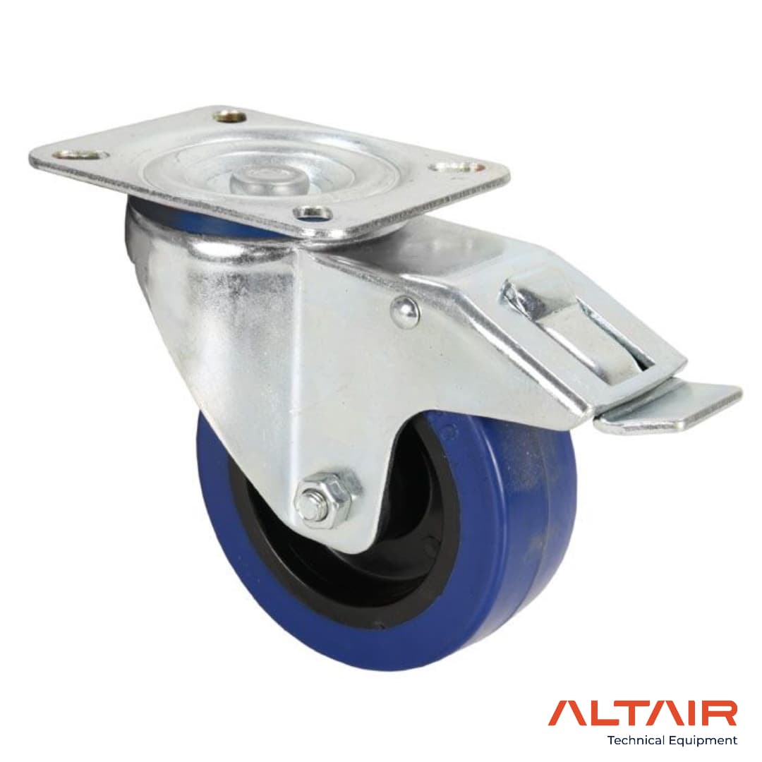 Колесо поворотное, накладное, со стопором, d=100 мм